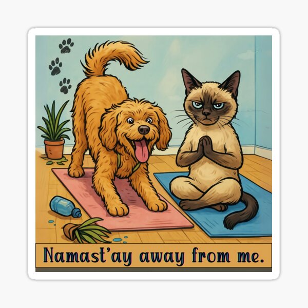 Item preview, Namast’ay Away From Me Cat and Dog Yoga designed and sold by gleefulme.