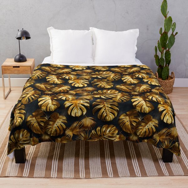 Item preview, Luxurious Golden Tropical Palm and Monstera Leaves designed and sold by NTGUILTY.