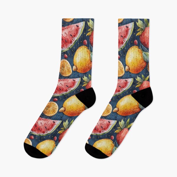 Item preview, Vibrant Watercolor Fruit Medley on Dark Background designed and sold by NTGUILTY.