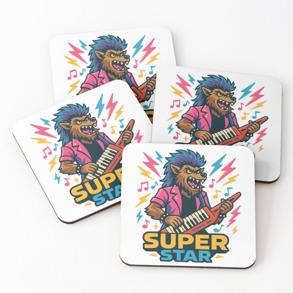 Item preview, Glam Rock Werewolf with Electric Keytar Power designed and sold by Retro Boo Tee.