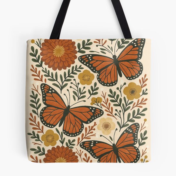 Item preview, Autumn Monarchs – Folk Art Butterfly & Floral Print designed and sold by Andrea Lauren.
