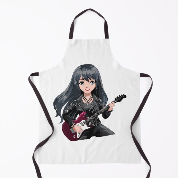 Item preview, Emo girl with black hair, dark makeup and electric guitar designed and sold by Danler.