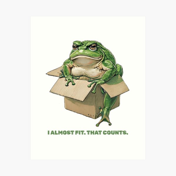 Item preview, Big Frog in Small Box – I Almost Fit Meme Design designed and sold by Yuli Club.