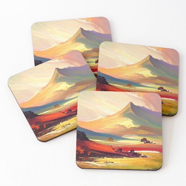 Item preview, Abstract Geometric Sunrise Mountains Art designed and sold by OdelAbstracts.