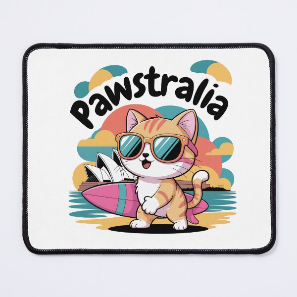Item preview, Kawaii Chibi Cat Surfing Sydney | Pawstralia Pun T-Shirt Design designed and sold by Darrwea.
