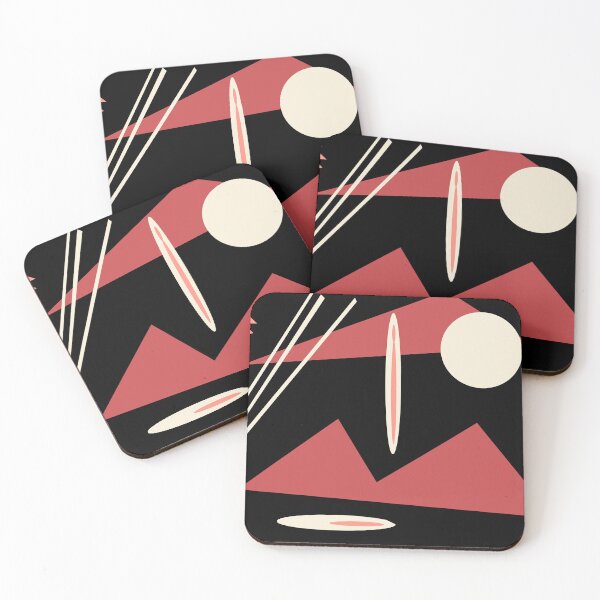Item preview, Pink and Black Geometric Abstract Moon and Mountains designed and sold by Jessielee72.