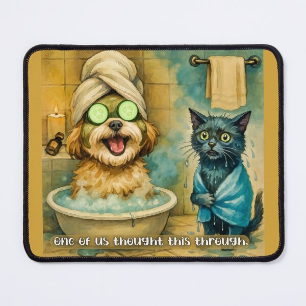 Item preview, Soaked Cat and Smug Dog Bathroom Humor designed and sold by gleefulme.