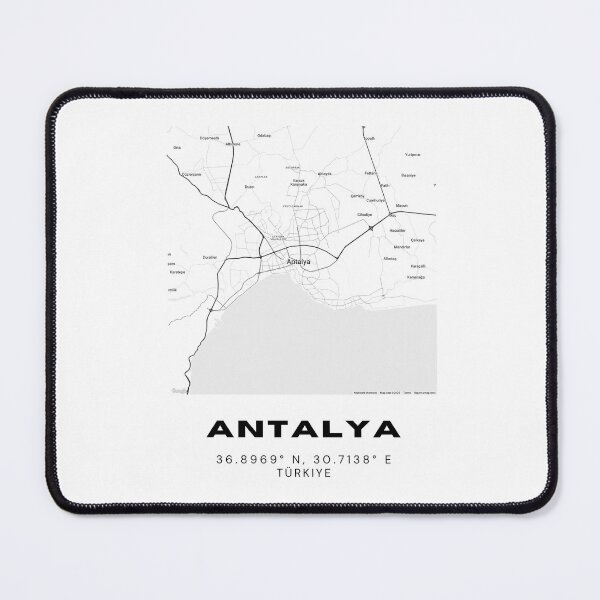 Item preview, Minimalist Antalya Map – Coastal City Black & White Art designed and sold by RM-Journey.