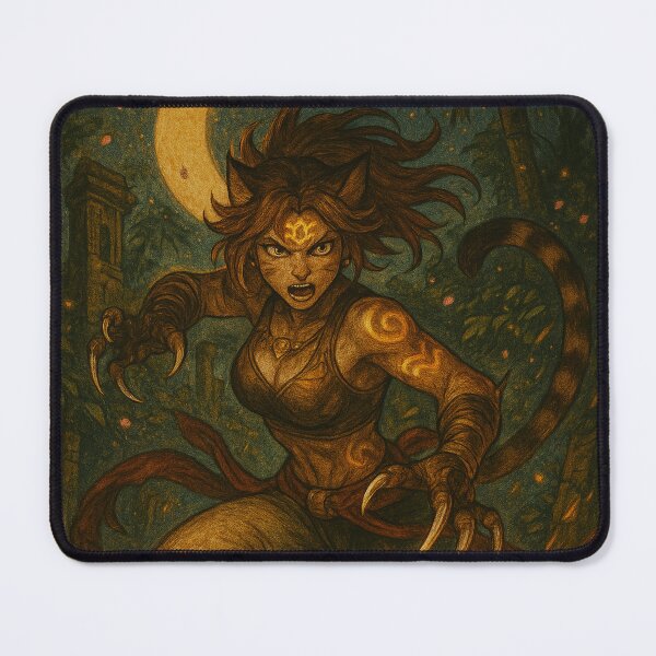 Item preview, Feline Warrior Under Crescent Moon designed and sold by JonelleTshirts.