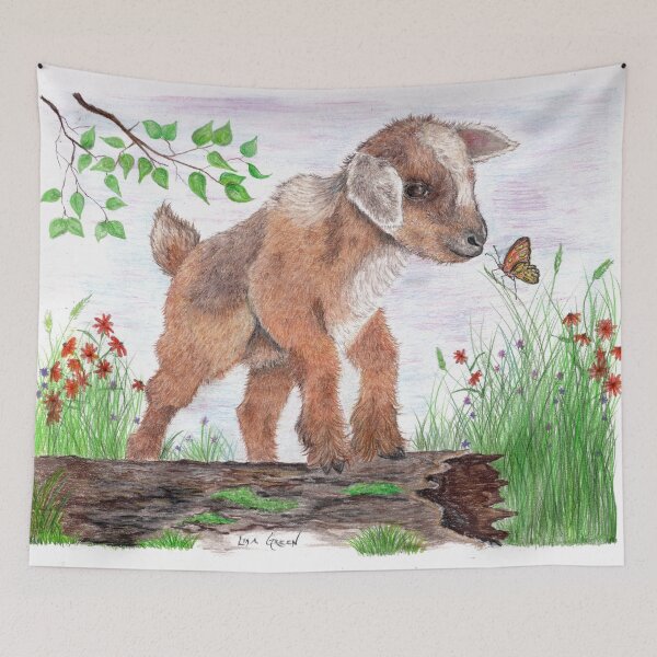 Item preview, Baby Goat on a Log designed and sold by LisaGreenStudioLLC.