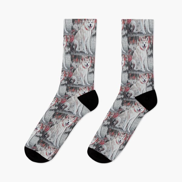 Item preview, 7 Reasons to Love Happy White Akita Dog with Red Flowers Art designed and sold by POETTICA.