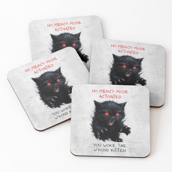 Item preview, No Mercy Mode Activated - Angry Black Kitten with Red Eyes designed and sold by QuirkySpark.