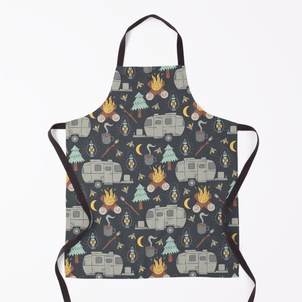 Item preview, Retro RV Camping Pattern – Cozy Campfire & Firefly Night designed and sold by musingtreeart.