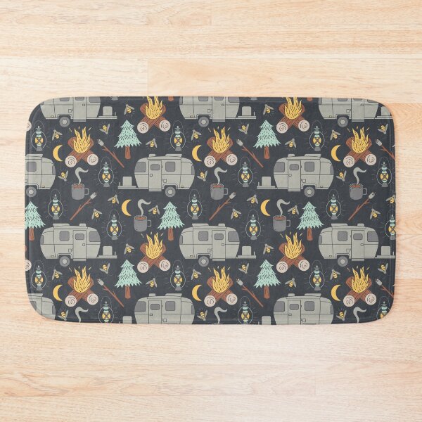 Item preview, Retro RV Camping Pattern – Cozy Campfire & Firefly Night designed and sold by musingtreeart.