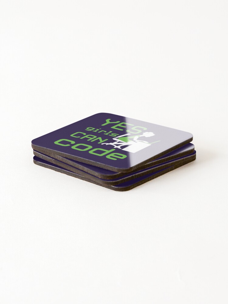 Thumbnail 4 of 5, Coasters (Set of 4), Yes Girls Can Code Coder Coding Programmer Programming designed and sold by jaygo.