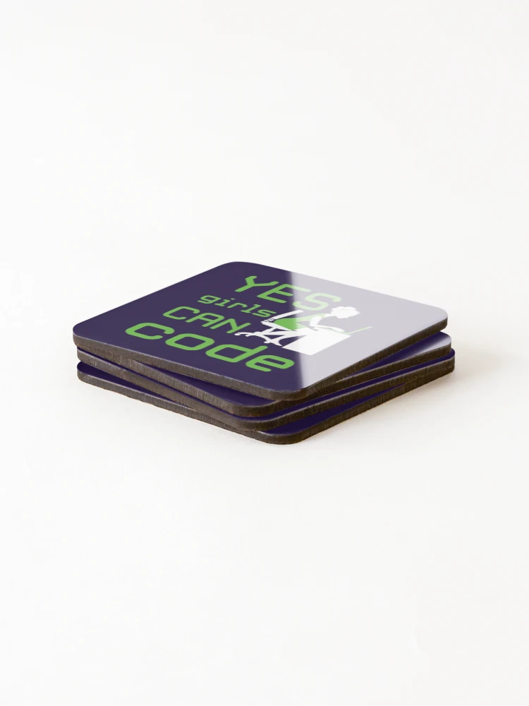 Thumbnail 4 of 5, Coasters (Set of 4), Yes Girls Can Code Coder Coding Programmer Programming designed and sold by jaygo.