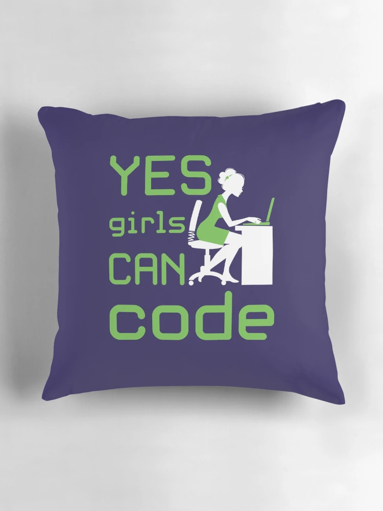 Thumbnail 3 of 4, Pillow, Yes Girls Can Code Coder Coding Programmer Programming designed and sold by jaygo.