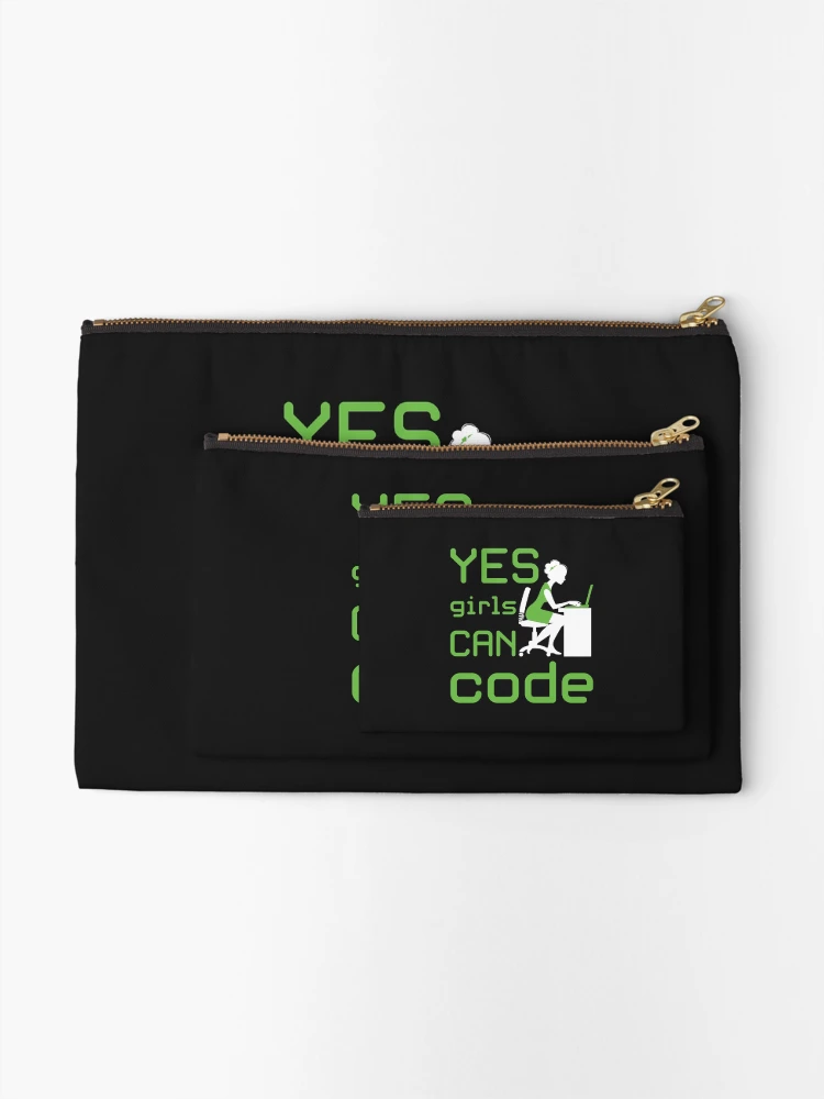 Thumbnail 2 of 4, Zipper Pouch, Yes Girls Can Code Coder Coding Programmer Programming designed and sold by jaygo.