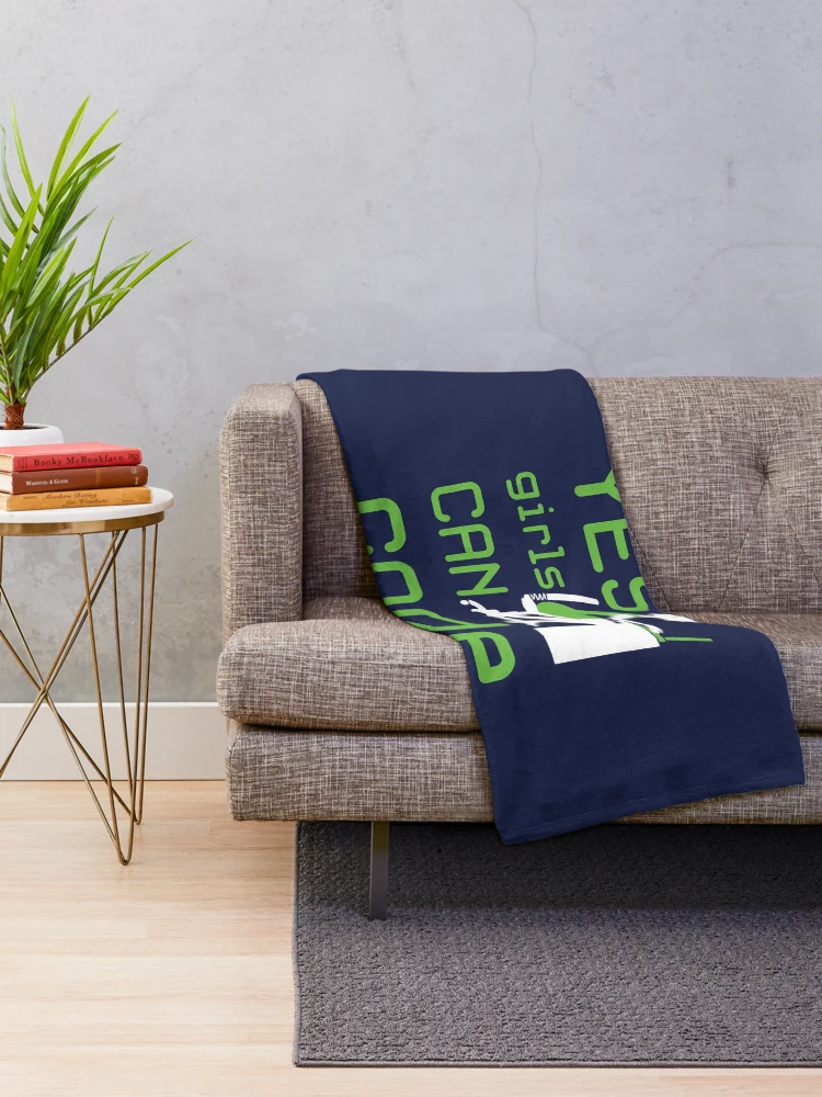 Thumbnail 2 of 6, Throw Blanket, Yes Girls Can Code Coder Coding Programmer Programming designed and sold by jaygo.
