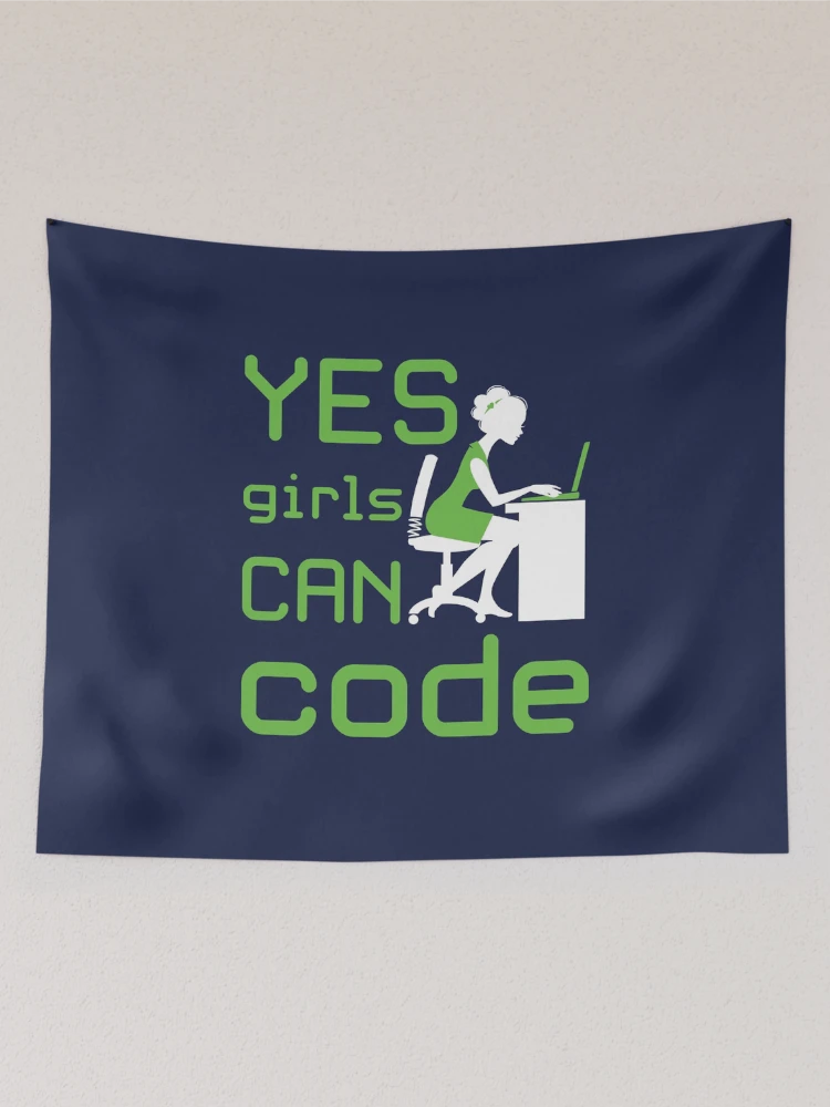 Thumbnail 2 of 3, Tapestry, Yes Girls Can Code Coder Coding Programmer Programming designed and sold by jaygo.