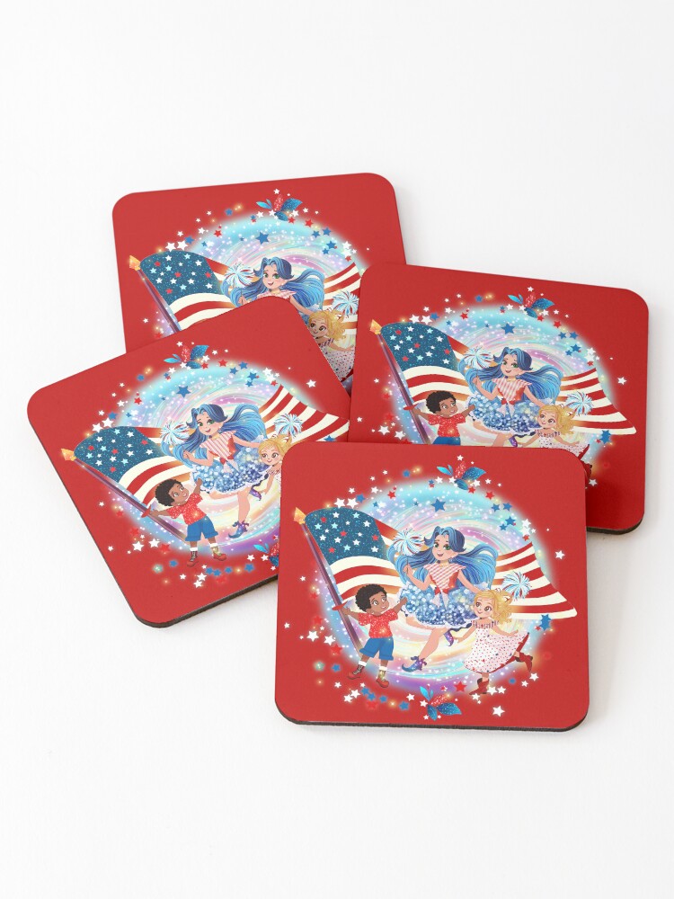 Thumbnail 1 of 5, Coasters (Set of 4), Red Patsy Collection – Bold, Brave & Magical! designed and sold by FairyBookClub.