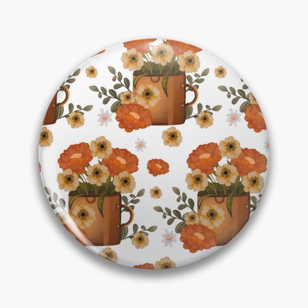 Item preview, Cottagecore vase with stylized orange flower designed and sold by Jamildesign.