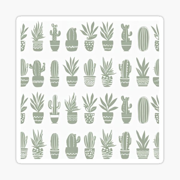 Item preview, Sage Green Potted Plants Grid Illustration designed and sold by lea-lani.