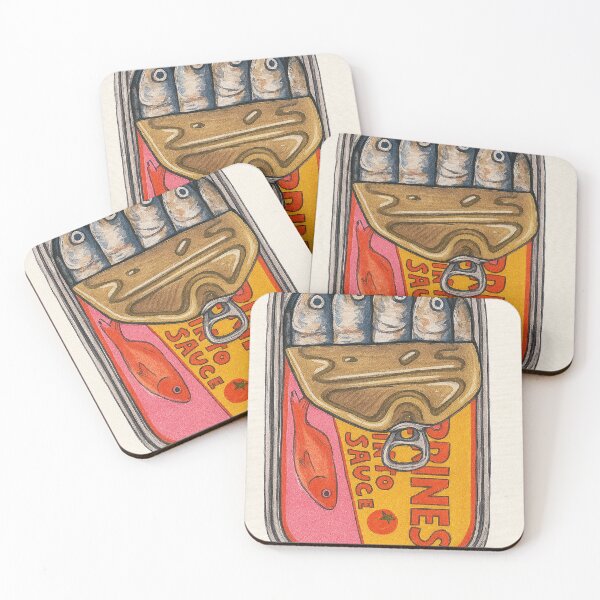 Item preview, Retro Sardine Can Art with Tomato Sauce Label designed and sold by weirdfishes123.