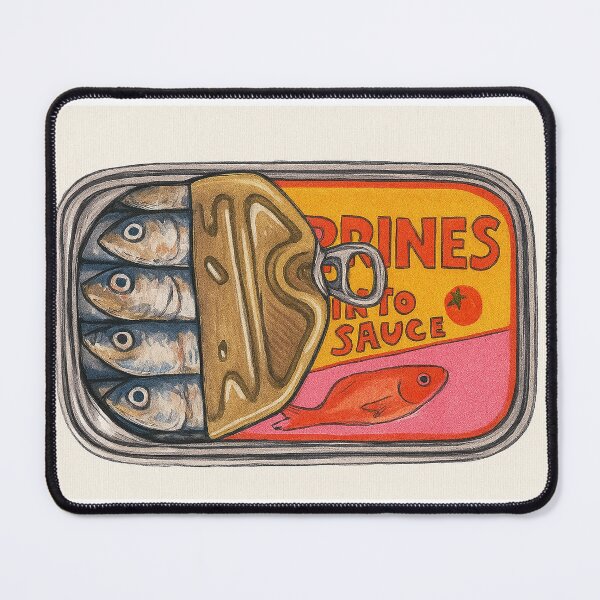 Item preview, Retro Sardine Can Art with Tomato Sauce Label designed and sold by weirdfishes123.