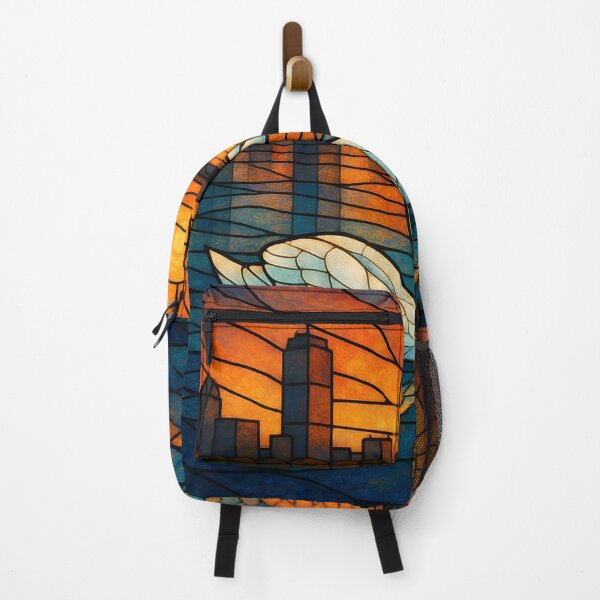 Item preview, Sunset on the Charles River Boston - Luminous Stained Glass Swan designed and sold by AetherLightArt.