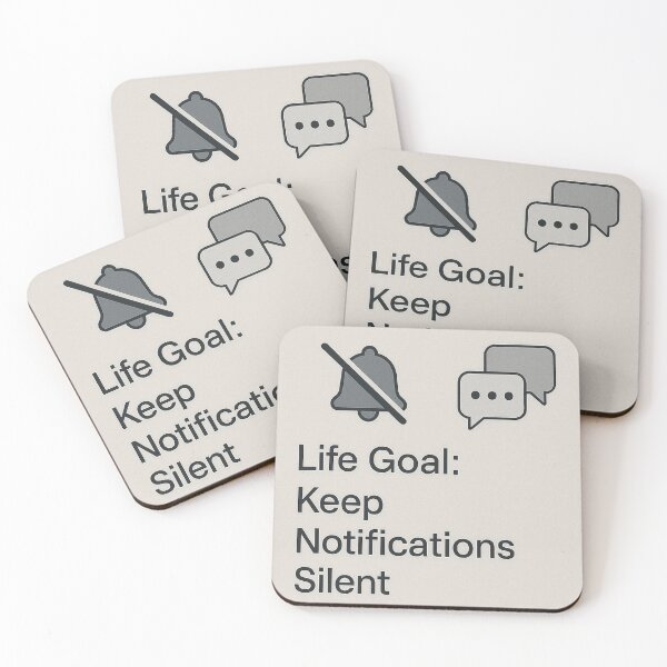 Item preview, Life Goal: Keep Notifications Silent – Minimalist Tech Humor designed and sold by TeesAndSass.