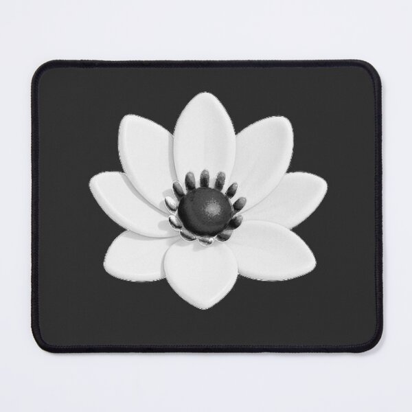 Item preview, White lotus 3D flower trendy pattern black background designed and sold by HandmadeMood.