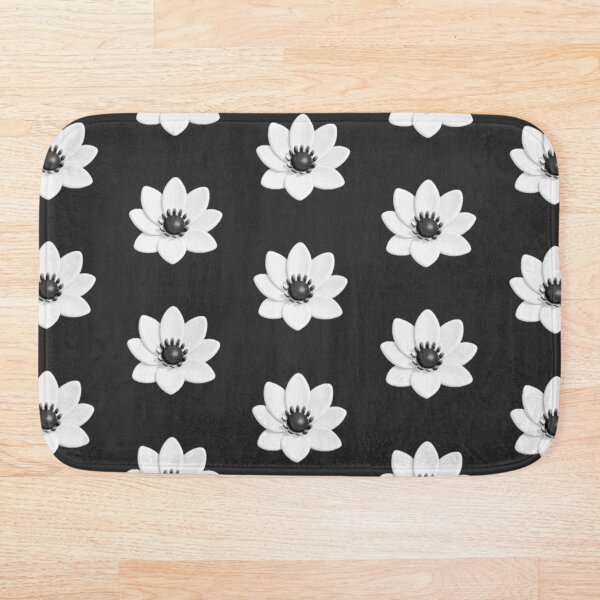 Aperçu de l'œuvre Motif tendance de fleur de lotus blanc 3D sur fond noir créée et vendue par HandmadeMood.