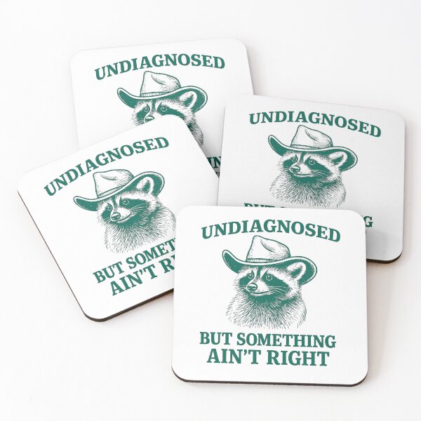 Item preview, Undiagnosed But Something Aint Right Vinyl Sticker - Funny Raccoon Cowboy Meme designed and sold by ezuldeen48.
