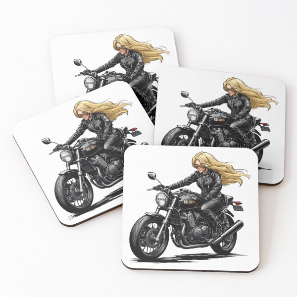 Item preview, Blonde babe on a motorbike designed and sold by AndreeaIonescu.