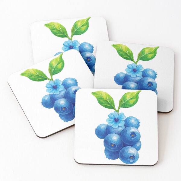 Item preview, Blueberry Blossom – Watercolor Fruit Cluster with Leaf and Flower Accent designed and sold by ArtfulWeave.