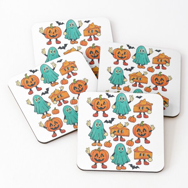 Item preview, Retro Halloween Cuties – Pumpkin, Ghost & Pie Cartoon Characters designed and sold by ArtfulWeave.