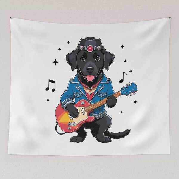 Item preview, Cute Rockstar Black Labrador Retriever Cartoon – Fun Music Dog Art designed and sold by Fredster1966.