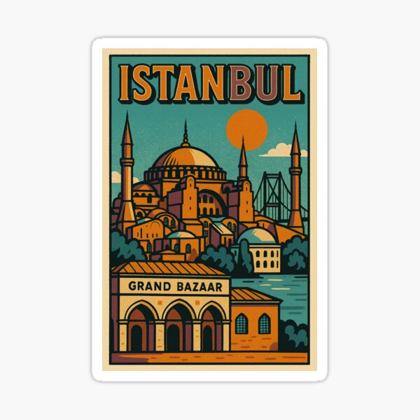 Aperçu de l'œuvre Affiche Pop Art Rétro d'Istanbul | Art numérique de voyage dynamique | Décoration murale colorée de la ville turque | Illustration d'inspiration vintage d'un monument d'Istanbul | Esthétique moderne du voyage turc créée et vendue par PaintedPixels01.