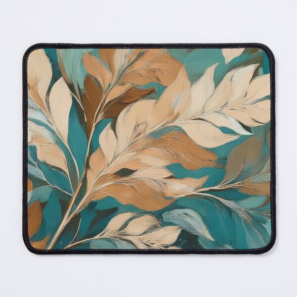 Item preview, Dusty blue and burnt orange leaves 2, Neutral VINTAGE leaves, boho beige watercolour botanical, neutral orange and green alcohol ink effect, green leafy autumn painting designed and sold by navitalidesign.