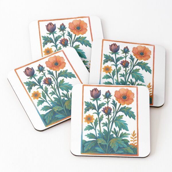 Item preview, Folk Art Floral Panel – Vintage Botanical Folk Design designed and sold by ArtfulWeave.