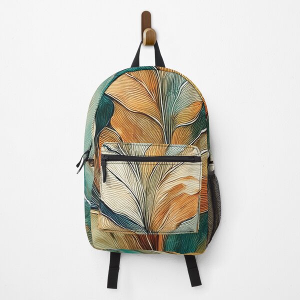 Item preview, Dusty blue and burnt orange leaves 3, Neutral VINTAGE leaves, boho beige watercolour botanical, neutral orange and green alcohol ink effect, green leafy autumn painting designed and sold by navitalidesign.