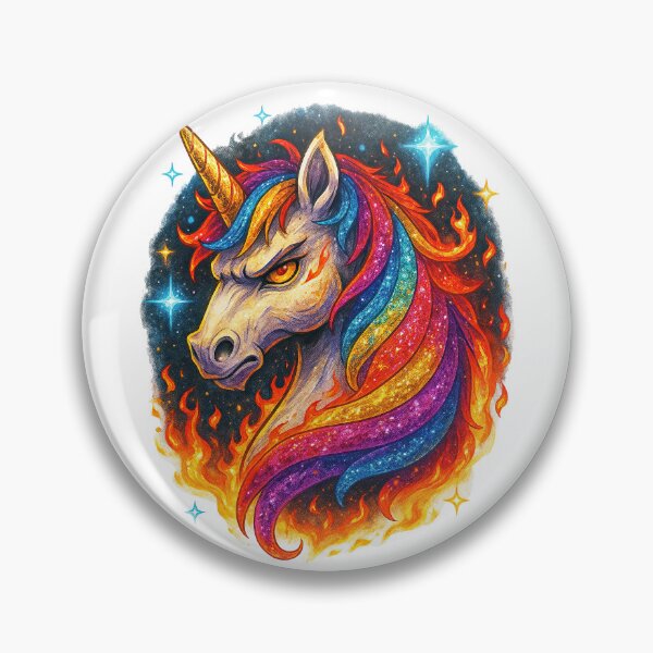 Item preview, Fiery Rainbow Unicorn – Mythical Fantasy Creature Art designed and sold by ArtfulWeave.