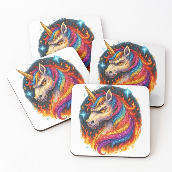 Item preview, Fiery Rainbow Unicorn – Mythical Fantasy Creature Art designed and sold by ArtfulWeave.