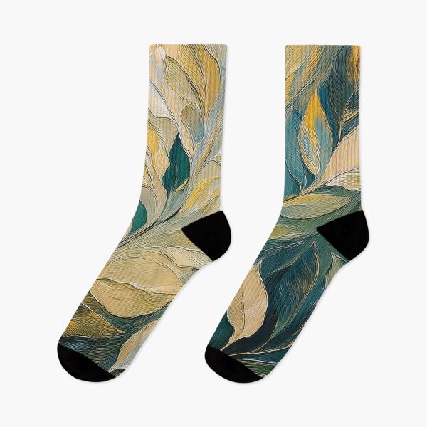 Item preview, Green and cream leaves 3, Neutral VINTAGE leaves, boho beige watercolour botanical, neutral orange and green alcohol ink effect, green leafy autumn painting designed and sold by navitalidesign.
