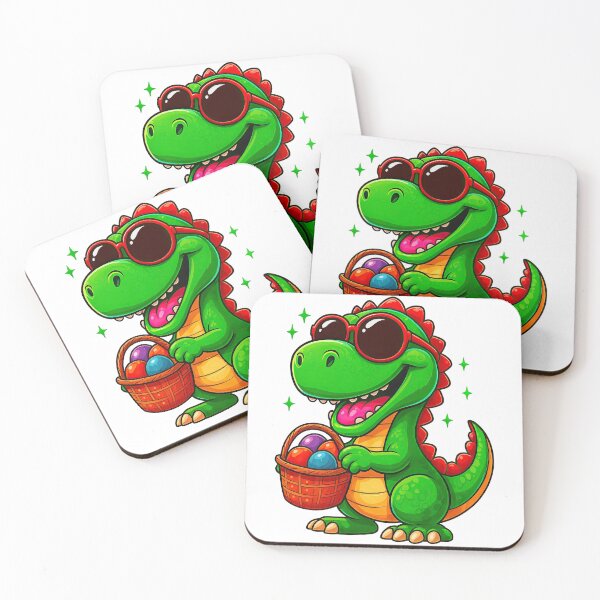 Item preview, Cool Dinosaur with Sunglasses and Easter Basket – Fun Cartoon Dino Art designed and sold by ArtfulWeave.