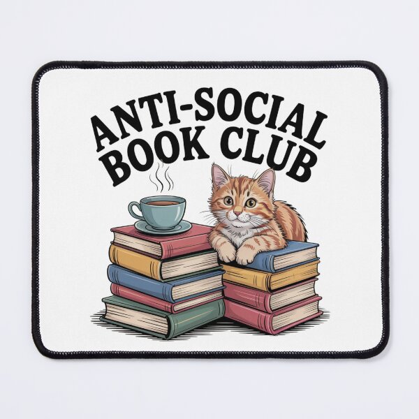 Item preview, Anti-Social Book Club with Cat designed and sold by WeTheWeirdosCo.