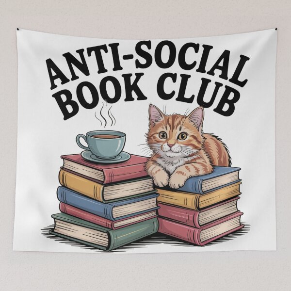 Item preview, Anti-Social Book Club with Cat designed and sold by WeTheWeirdosCo.