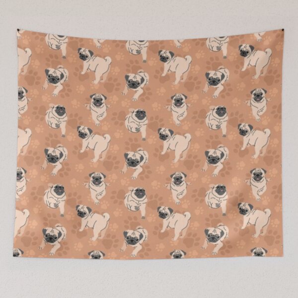 Item preview, Cute Pug Pattern | Adorable Dog Illustration on Warm Paw Print designed and sold by THISPUGVIBE.