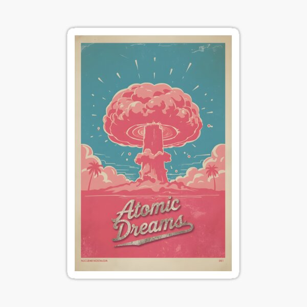 Artikel-Vorschau von Poster mit rosafarbener Atomexplosion im Retro-Stil der 50er Jahre. Lebendige Kunst für Ihren Raum. Eine schillernde Mischung aus Nostalgie und moderner Kunstfertigkeit., designt und verkauft von ButonDesign.